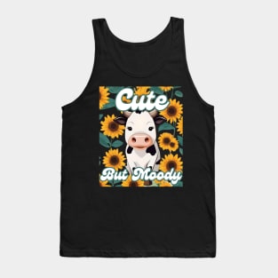 Cute Cow-Moody Cow Lovers Farm cowgirl baby cow an sunflower Tank Top